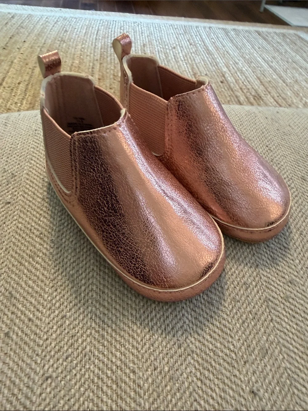Old Navy Metallic Rose Gold Slip-On Baby Walkers 12-18 months
